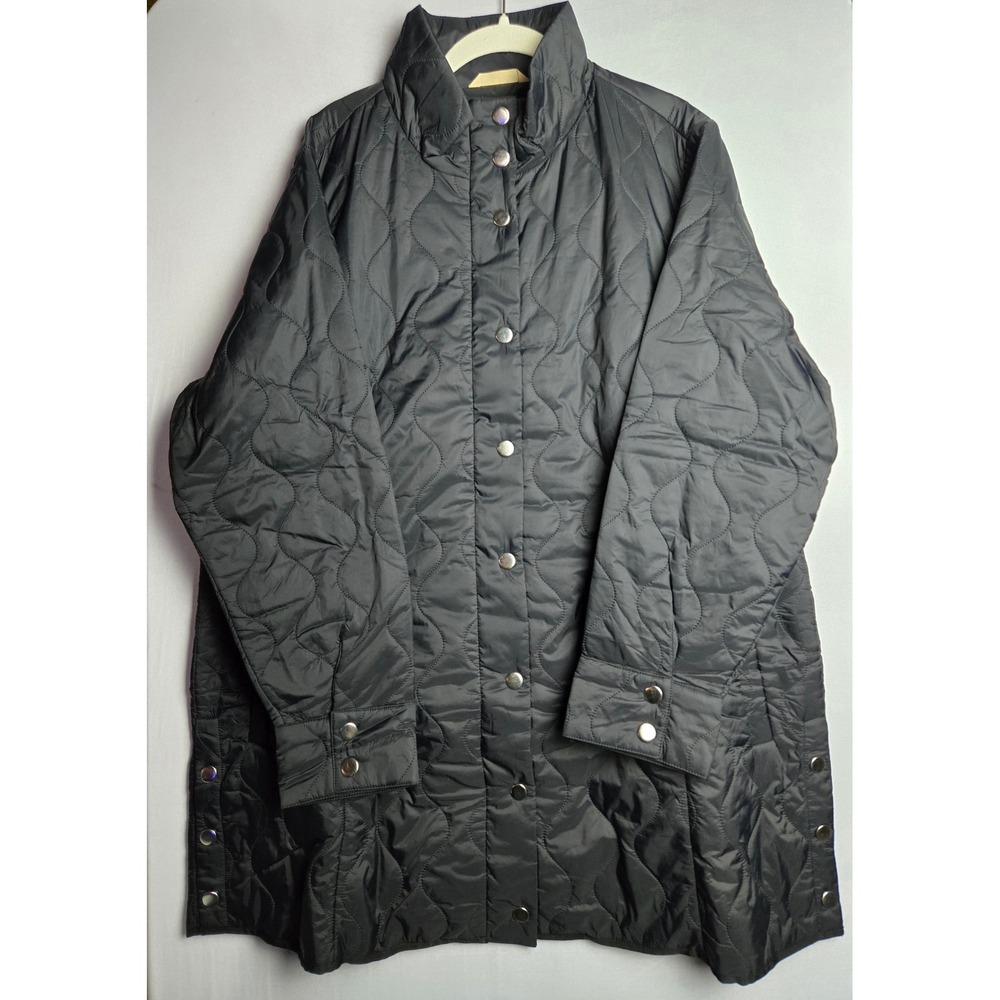 Soft Surroundings Daybreaker Black Quilted Snap Front Coat Women 2X